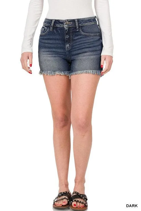 Frayed Hem Denim Shorts | SRB S-L | 32.95