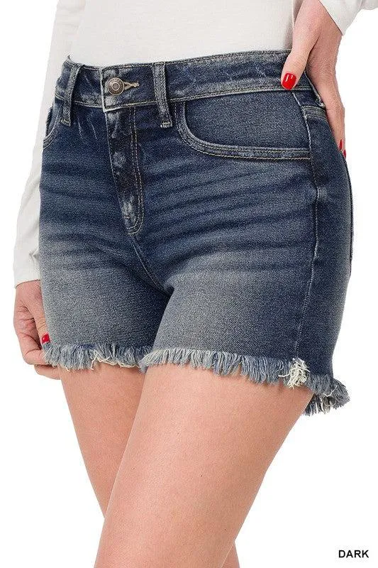 Frayed Hem Denim Shorts | SRB S-L | 32.95