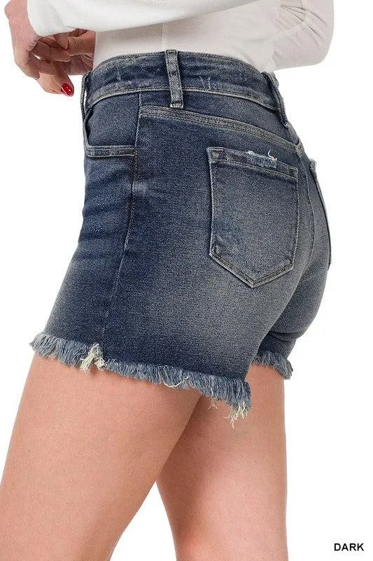 Frayed Hem Denim Shorts | SRB S-L | 32.95