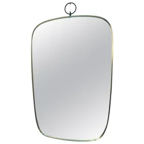 Gio Ponti Style Modernist Brass Wall Mirror