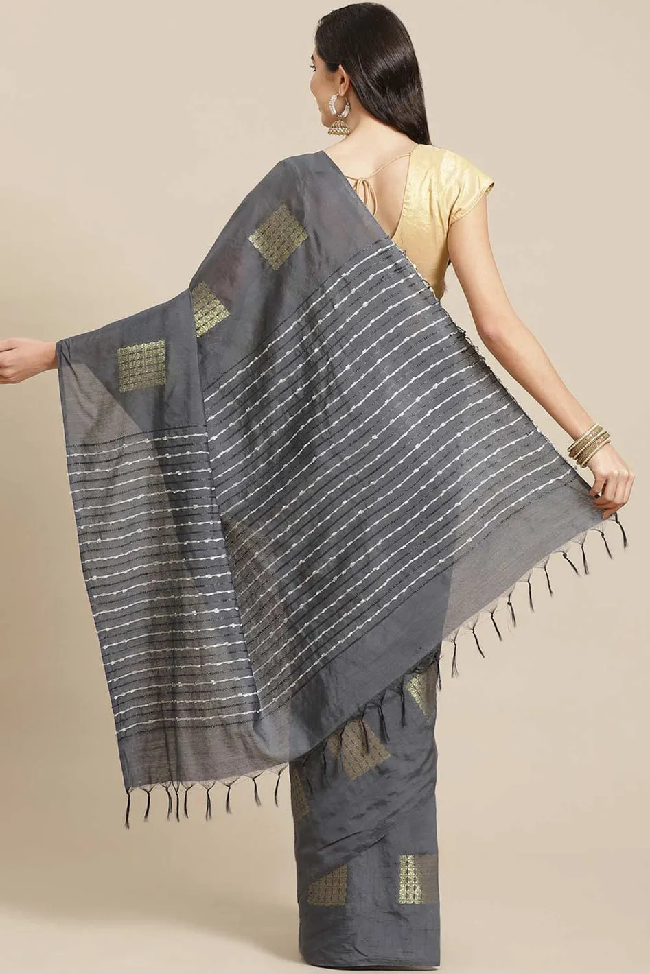 Gray Semi Silk Saree