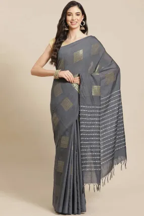 Gray Semi Silk Saree