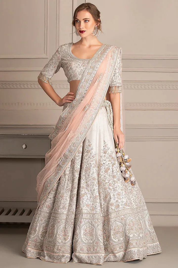 Grey and Blush Pink Lehenga Set