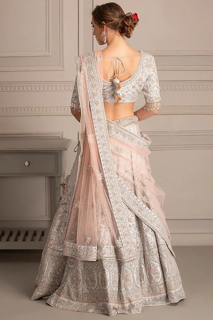 Grey and Blush Pink Lehenga Set