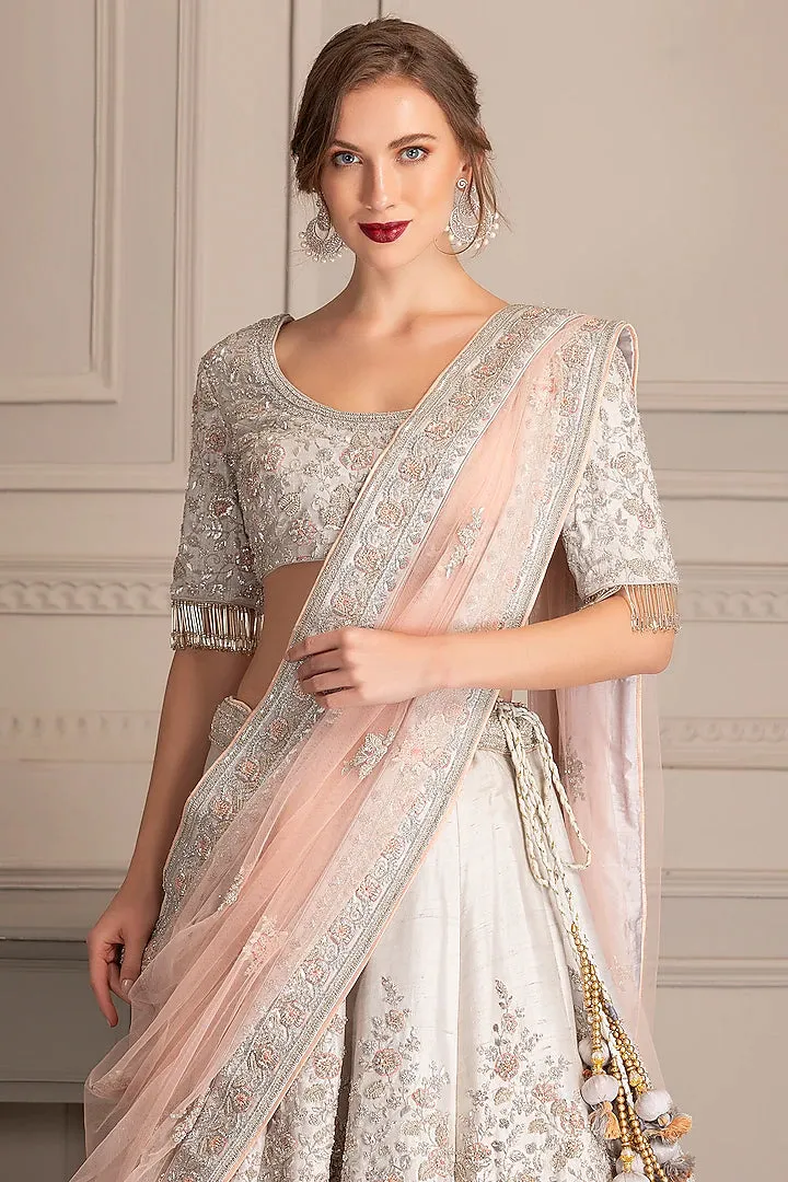 Grey and Blush Pink Lehenga Set