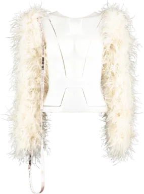 House of CB Cream Ash Marabou Sleeve Jacket UK M