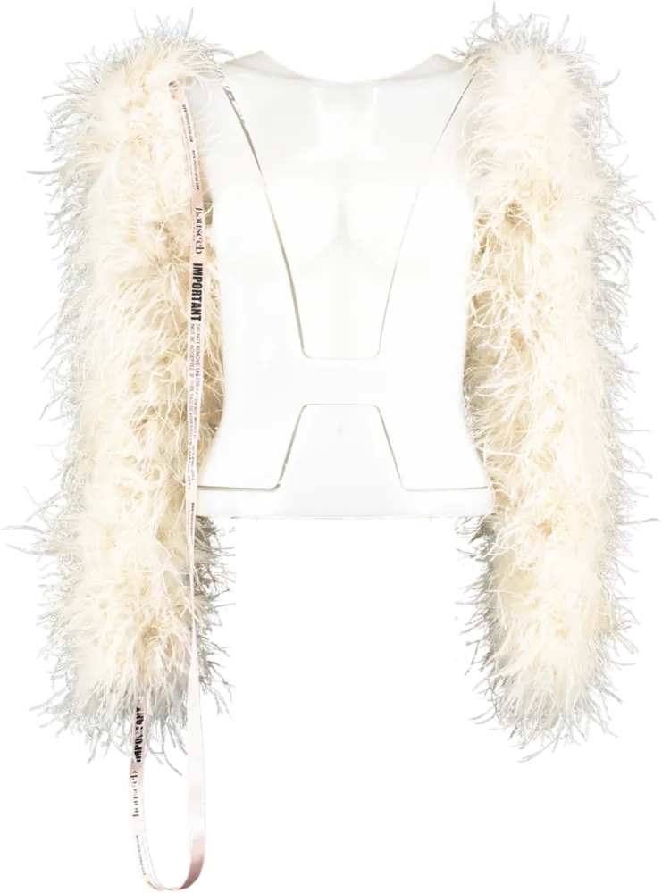 House of CB Cream Ash Marabou Sleeve Jacket UK M