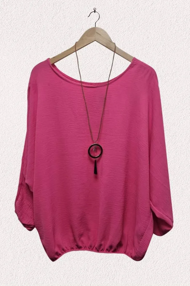 Italian Elasticated Hem Necklace Top