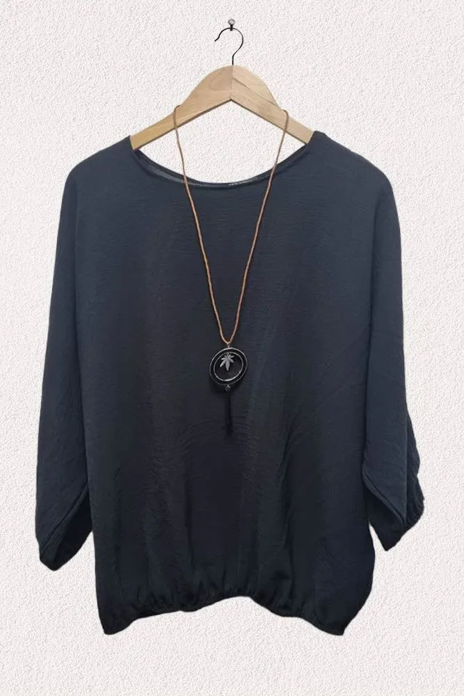 Italian Elasticated Hem Necklace Top