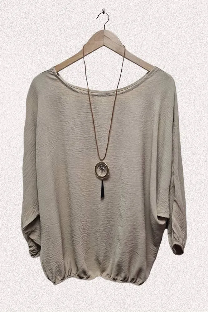 Italian Elasticated Hem Necklace Top