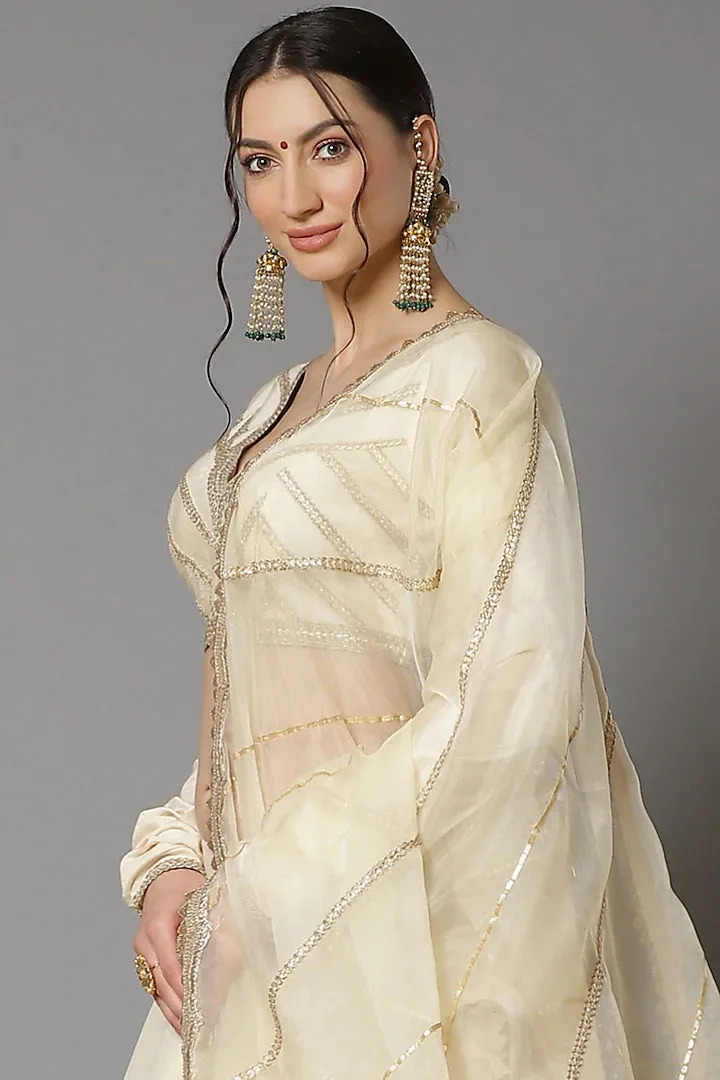 Ivory Cotton Chanderi Lehenga