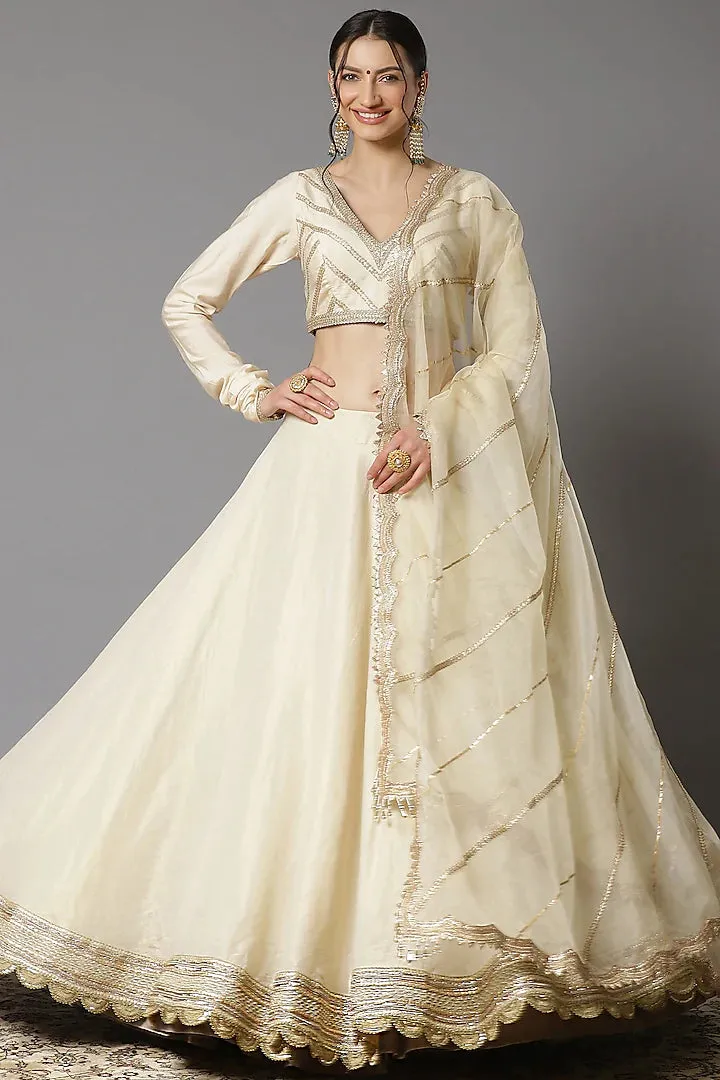 Ivory Cotton Chanderi Lehenga