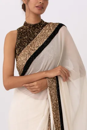 Ivory Gold Saree