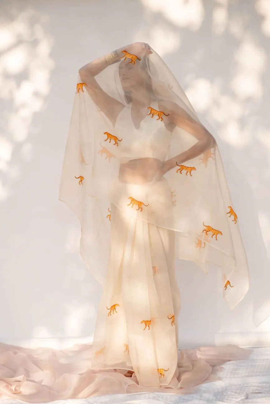 Ivory Jungle Saree