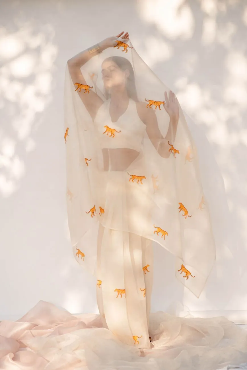 Ivory Jungle Saree