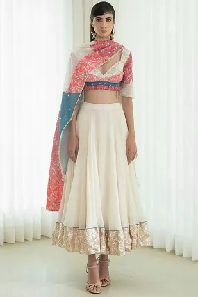 Ivory Mulmul Lehenga Set