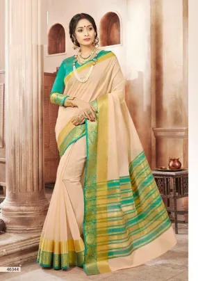 Khadi Faux Silk Saree Collection- cream