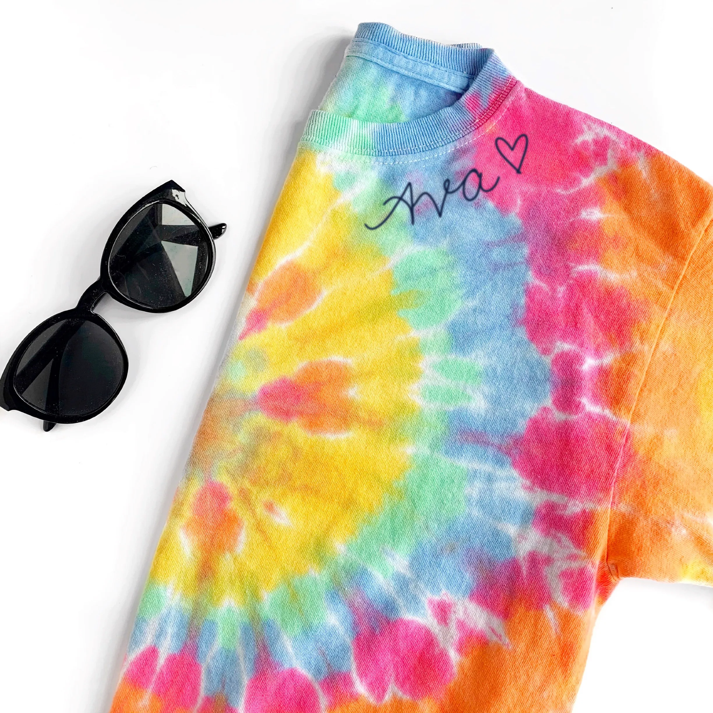 Kids Rainbow Tie Dye Embroidered Shirt