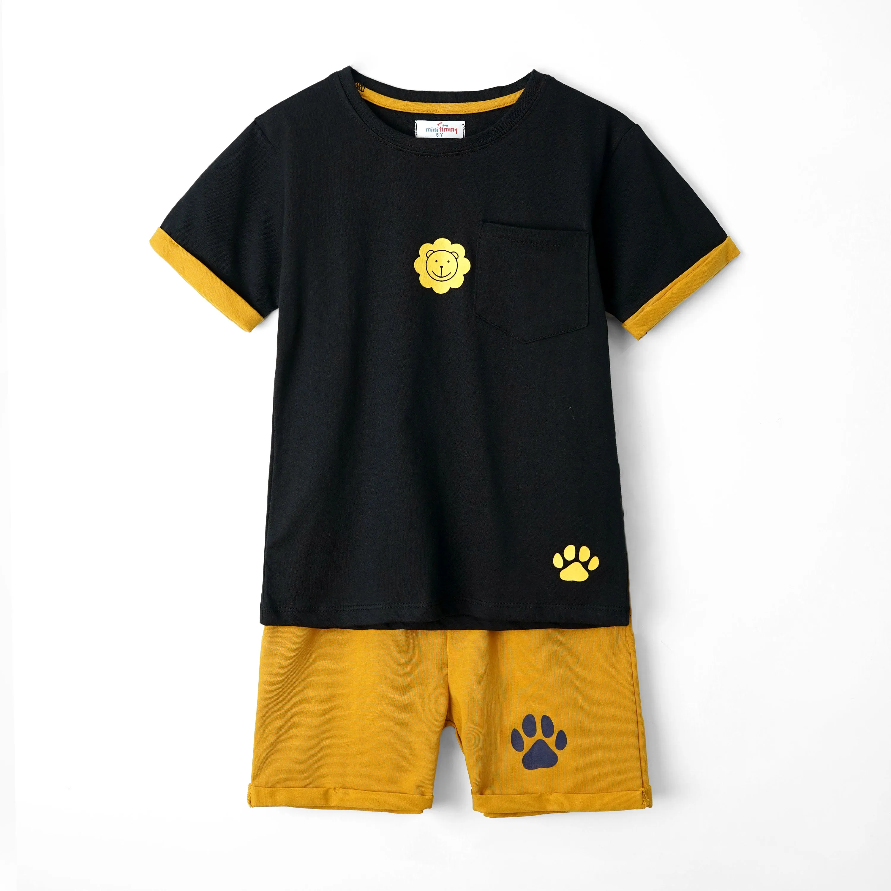 Kids Soft Cotton Graphic Black Suit