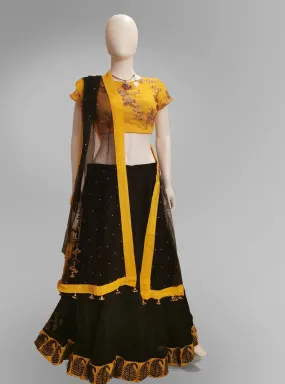 Lehenga in Black and Yellow