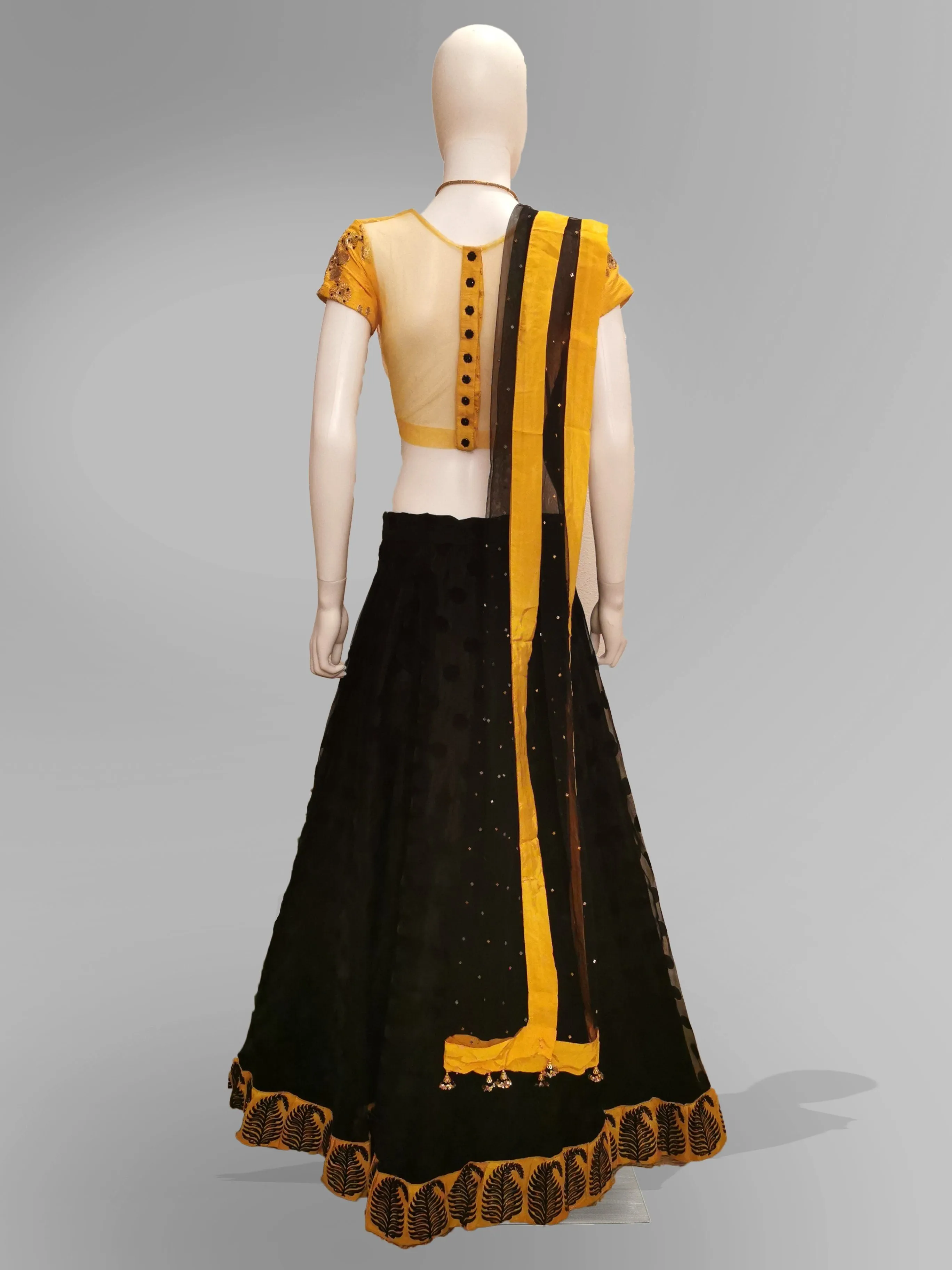 Lehenga in Black and Yellow