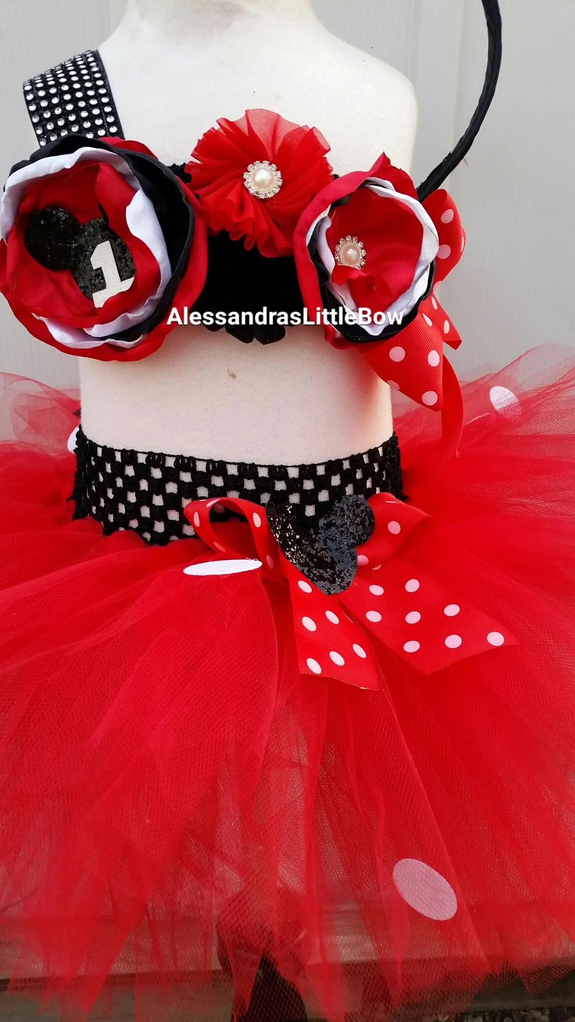 Let's Party Minnie mouse Red cake smash outfit