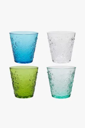 Maldives Blue Green Mixed Set 4 Glasses