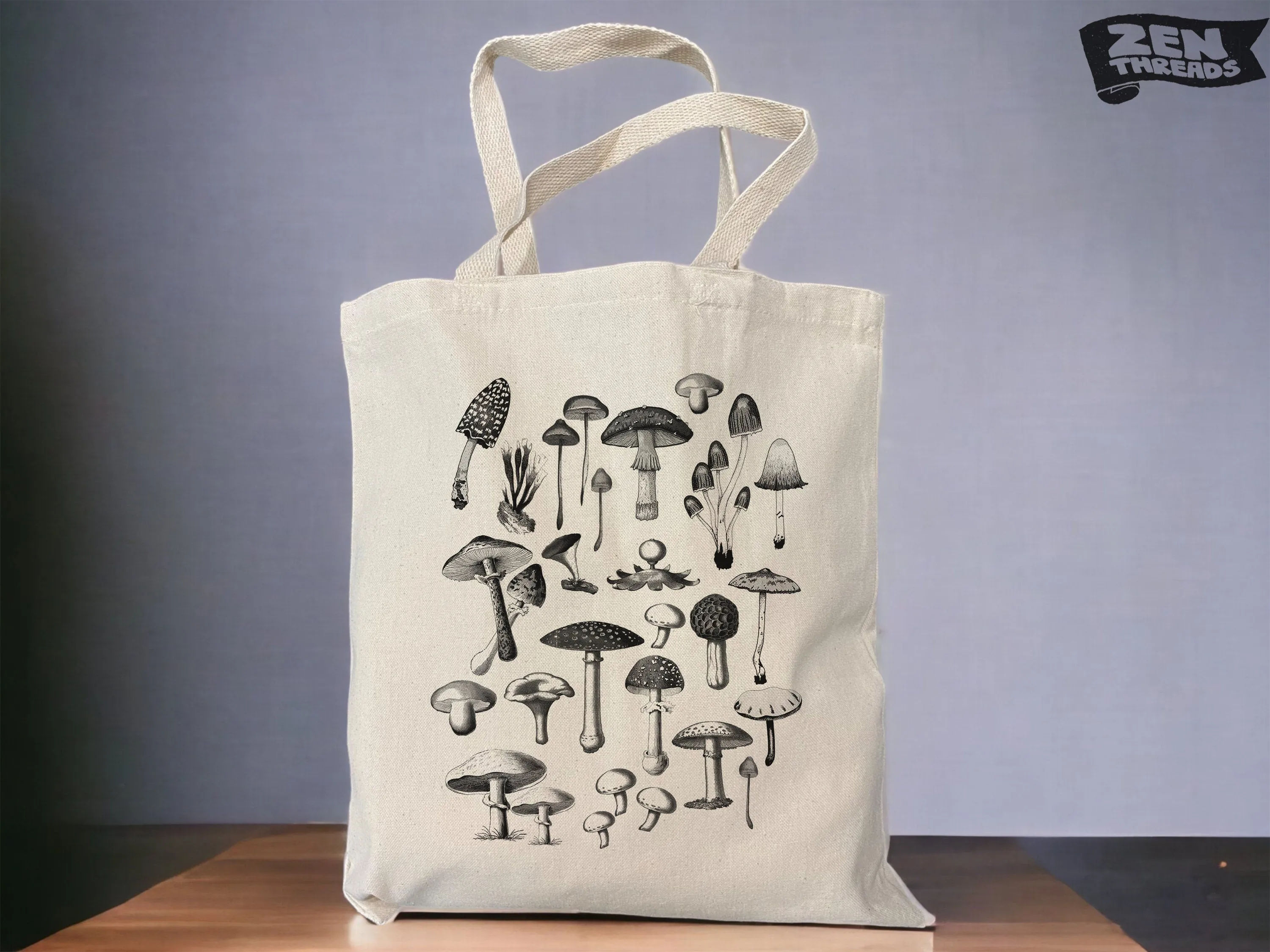 Mushrooms Fungi Eco-Friendly Market Tote Bag - Durable 12oz Canvas