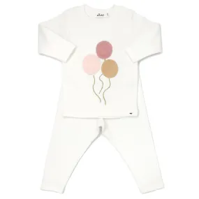 oh baby! Two Piece Set - Balloons Terry Applique -  Cream