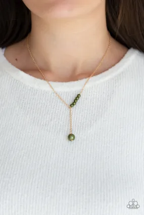 Paparazzi Necklace ~ Timeless Taste - Green Pearl Dainty Necklace