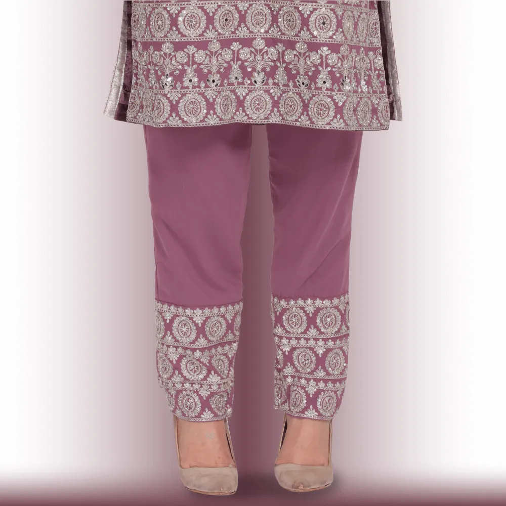 Pencil Pants Suit Set - Mauve