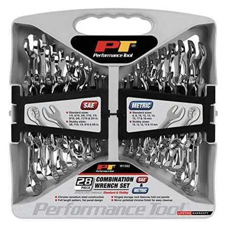 Performance Tool W1093 28Pc Sae & Met Wrench Set