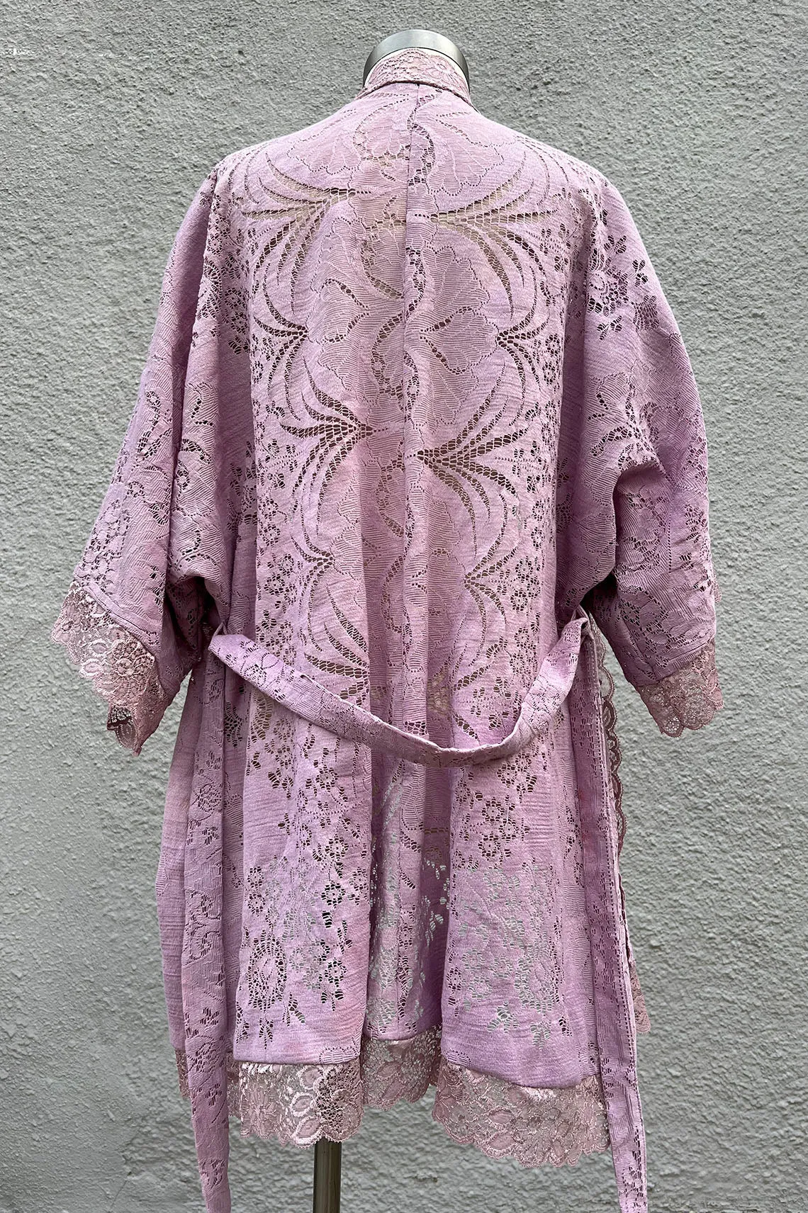 READY TO SHIP One of a Kind Upcycled Purple Lace Print Robe