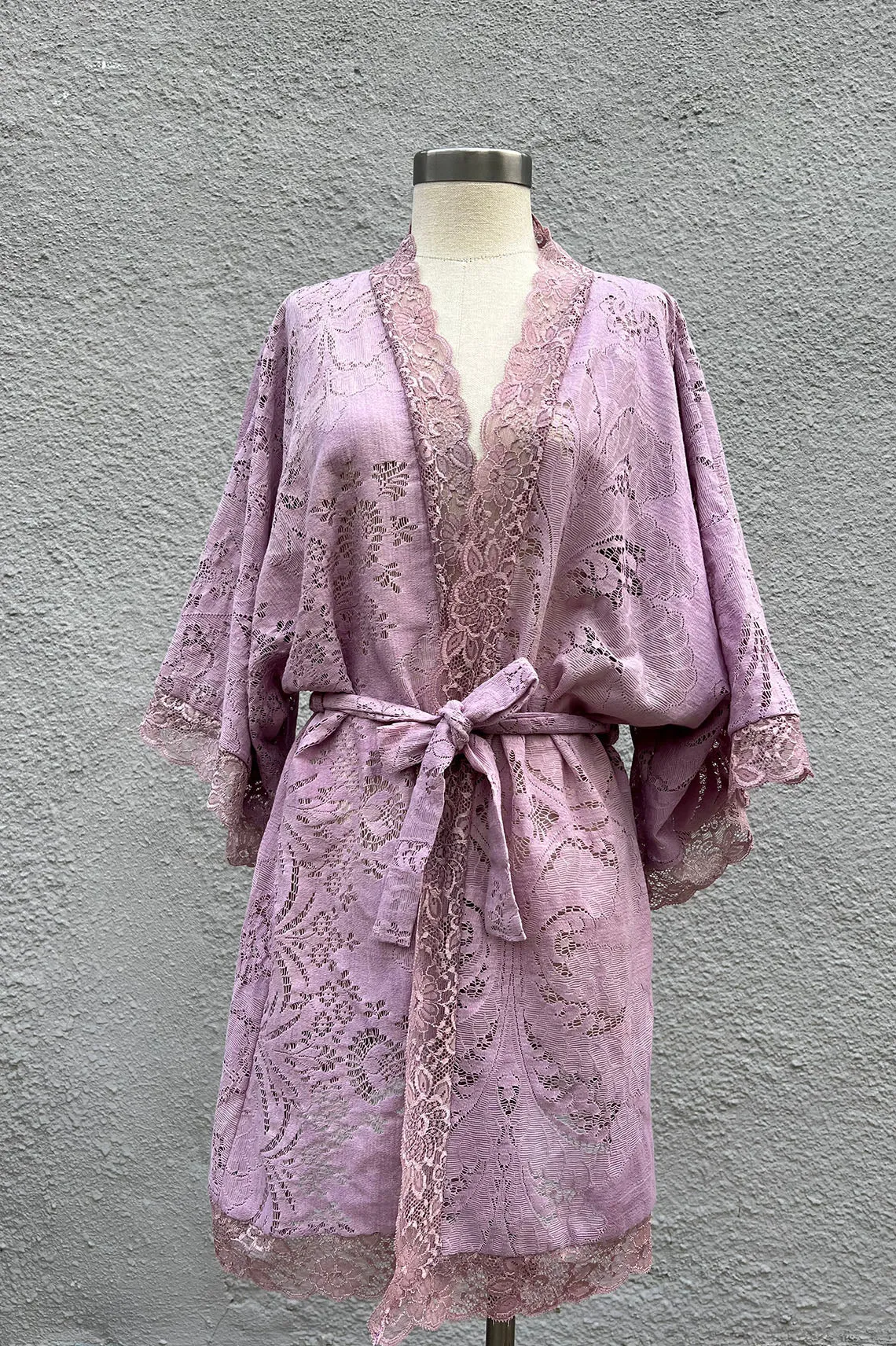 READY TO SHIP One of a Kind Upcycled Purple Lace Print Robe