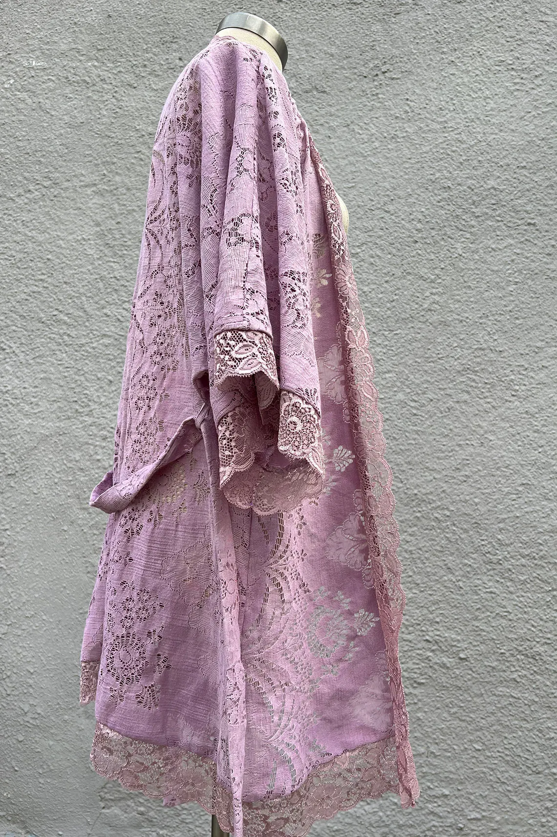 READY TO SHIP One of a Kind Upcycled Purple Lace Print Robe