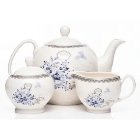 Rose Blue 3-Piece Tea Set