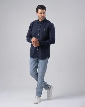 SLIM-FIT OXFORD SHIRT  - NAVY