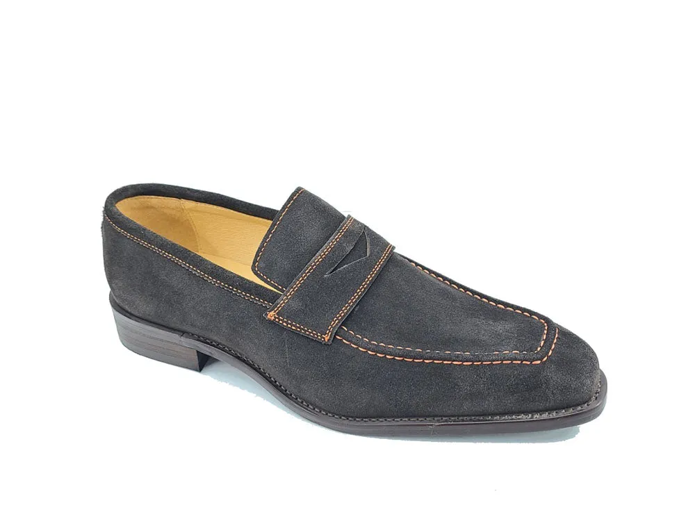 Suede Penny Loafer contrast stitching