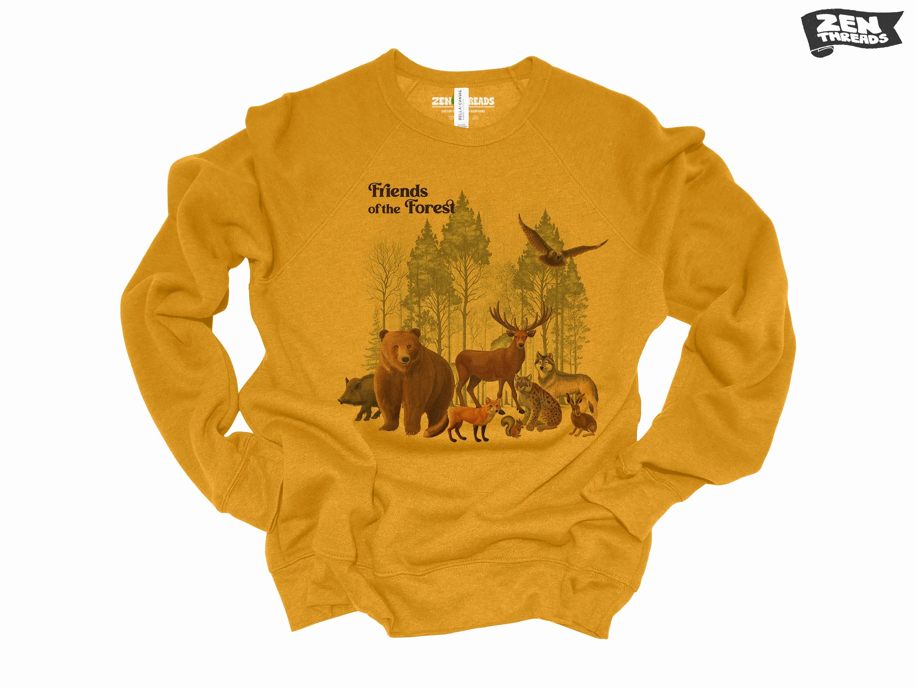 Unisex Friends of the Forest Fleece Crewneck Sweatshirt - Vintage Style, Nature Hiking Gift