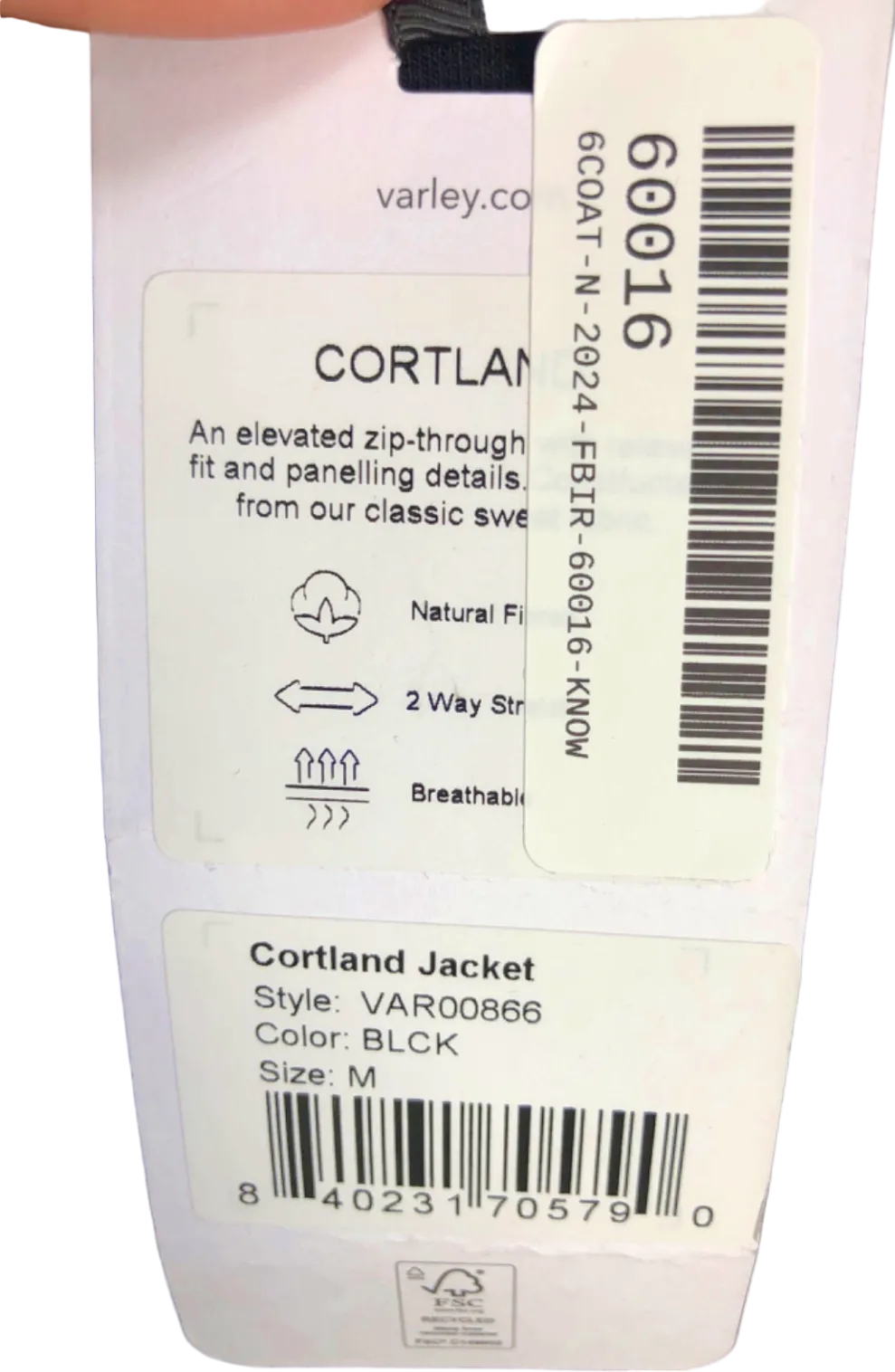 Varley Black Cortland Jacket UK Medium