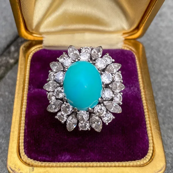 Vintage Turquoise & Diamond Ring