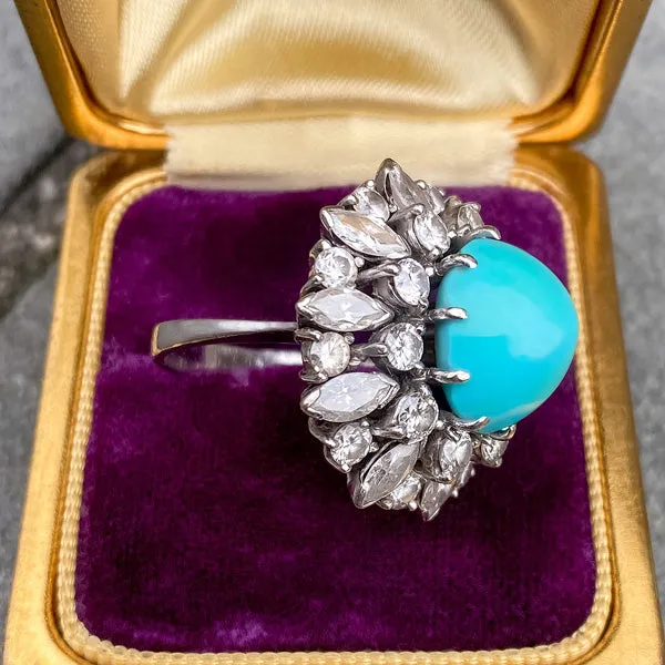 Vintage Turquoise & Diamond Ring